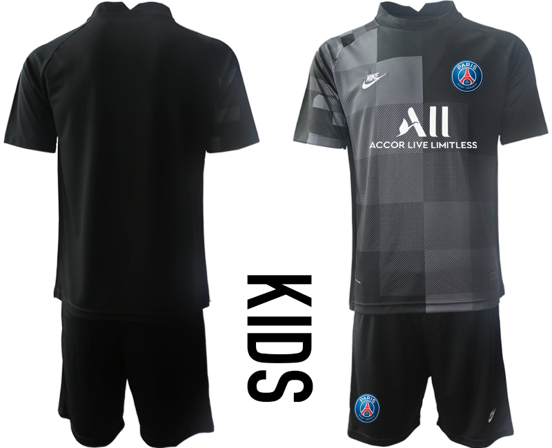Youth 2021-2022 Club Paris St German black goalkeeper blank Soccer Jersey->youth soccer jersey->Youth Jersey